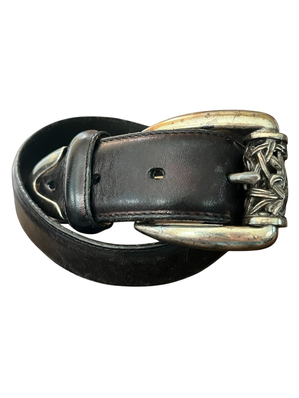✨ Vintage  1993 Brighton Western Filigree Buckle  Black Leather  SZ L ✨
